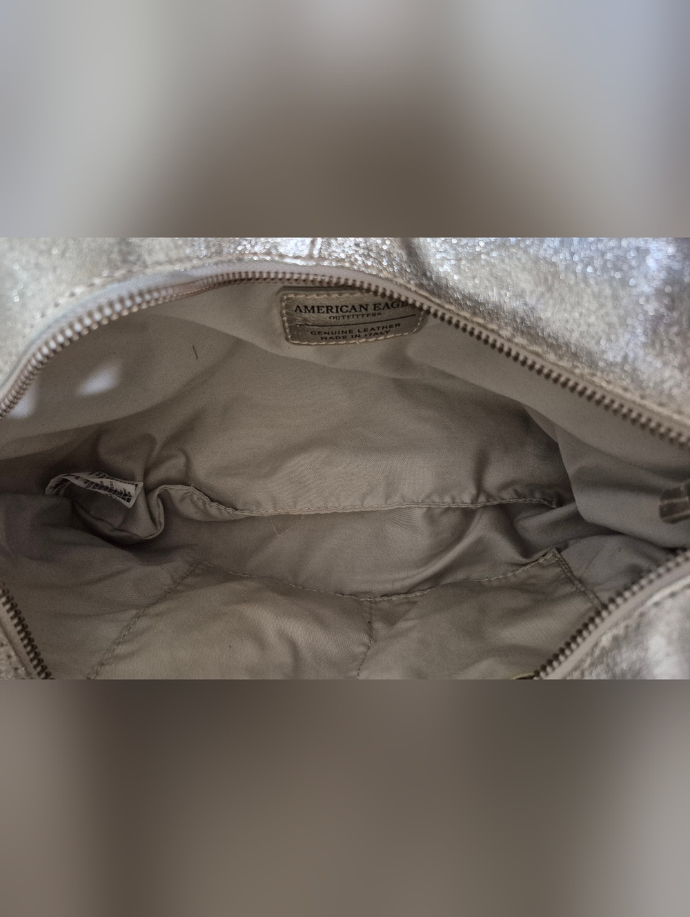 American Eagle Urban Outfitters Italian Leather Silver Tote - Picture 11 of 13